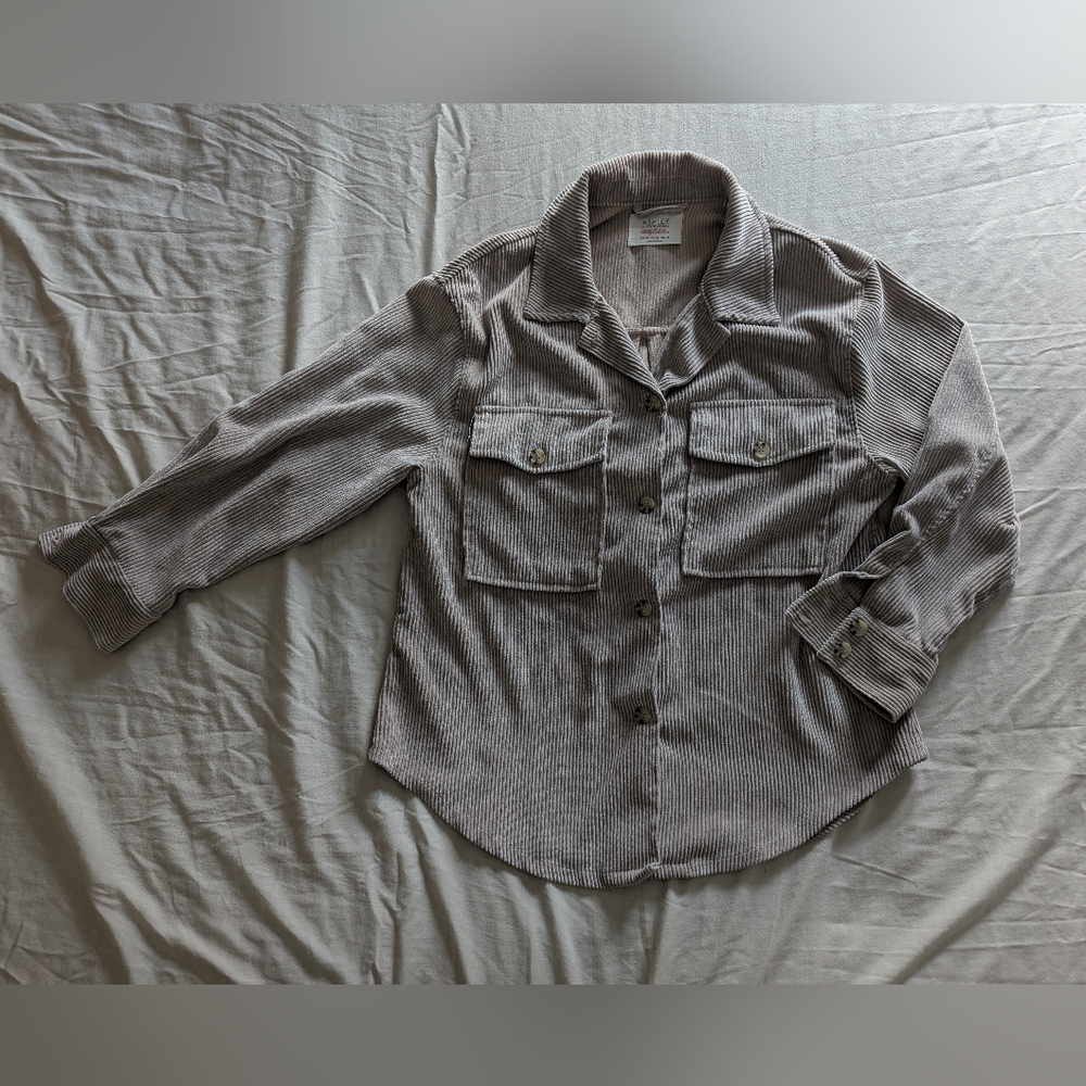 Ashley By 26 International Women's Casual Light Brown Corduroy Shirt Sz M